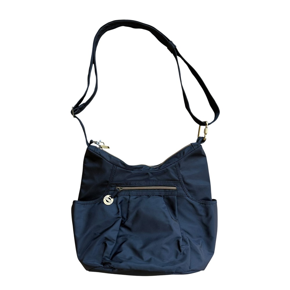 Travelon Anti-Theft Black Crossbody Bag Teal Lining F11366 Travel Shoulder Purse